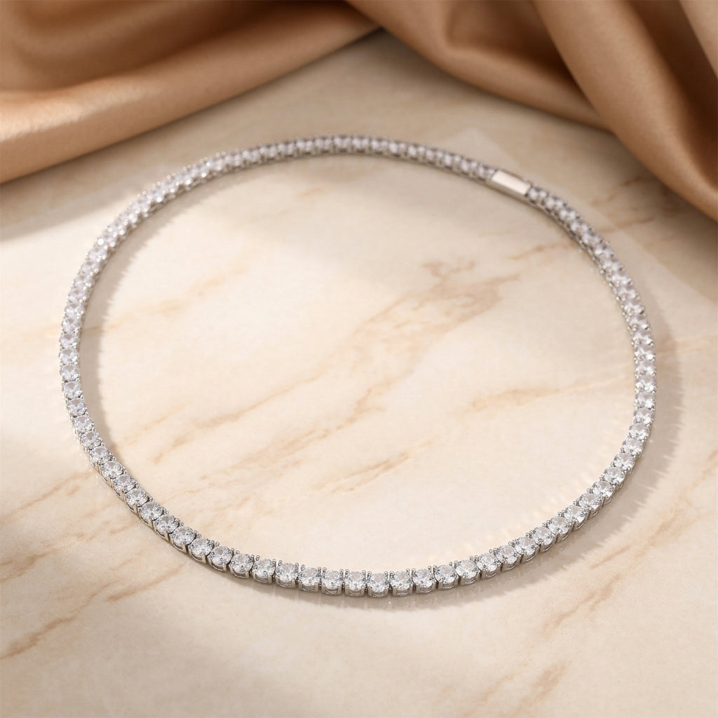 Collar tenis de circonitas para mujer – Diseño minimalista y elegante